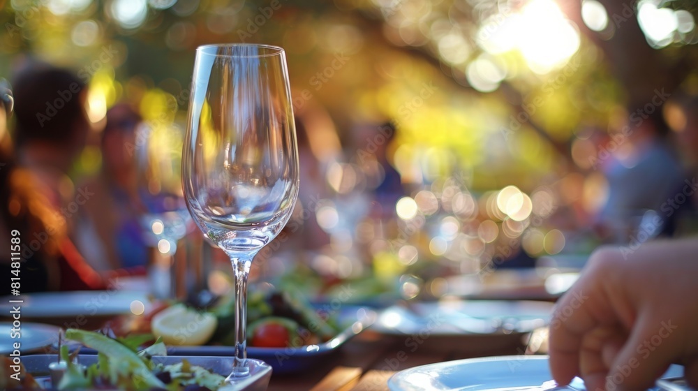 Obraz premium Wine Glass at a Family Meal