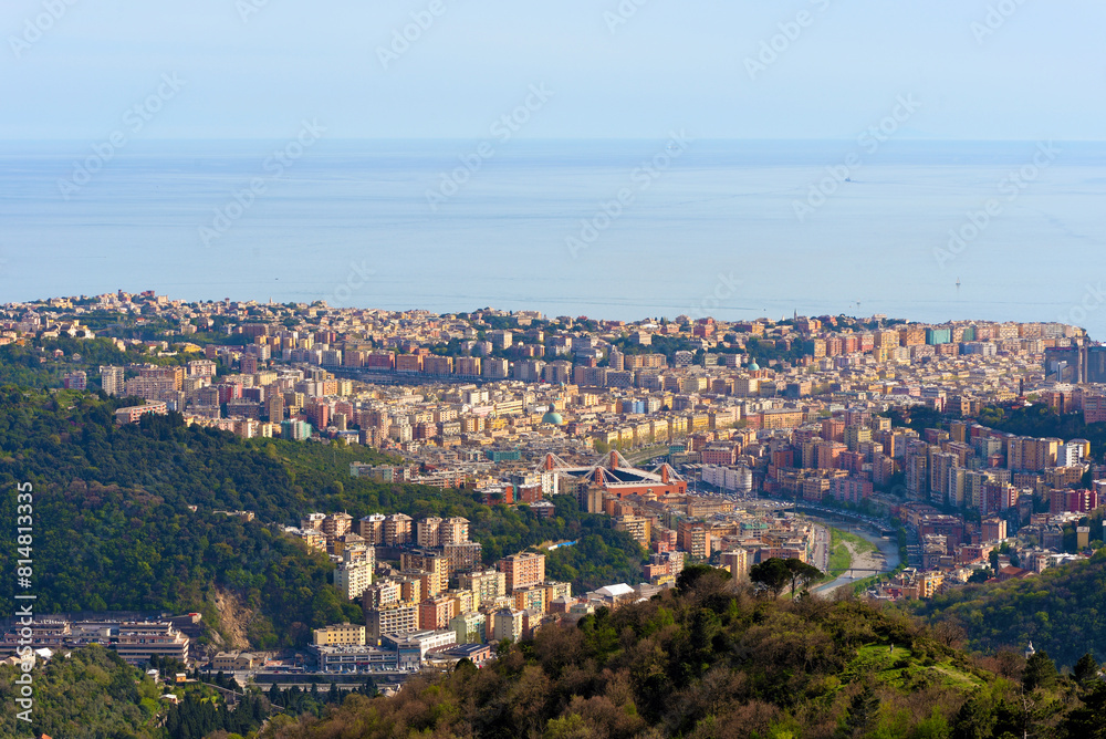 urban panorama from the hills of Genoa Italy urban panorama from the hills of Genoa Italy