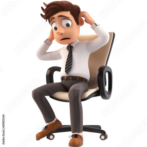 Dizzy office man, 3d element, transparent background