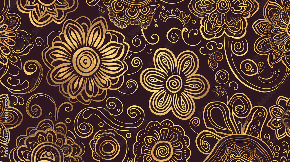 Abstract Seamless pattern with floral element henna style vector image