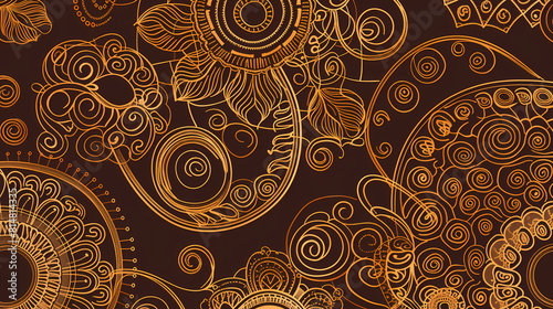 Abstract Seamless pattern with floral element henna style vector image © ak159715