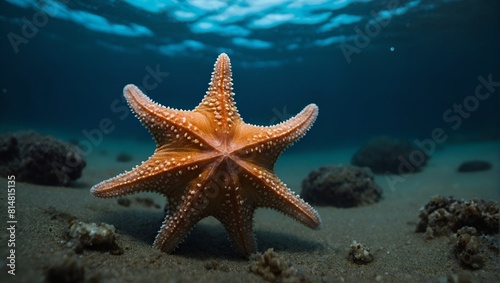 Star fish is swiming in the sea looks like star is waving