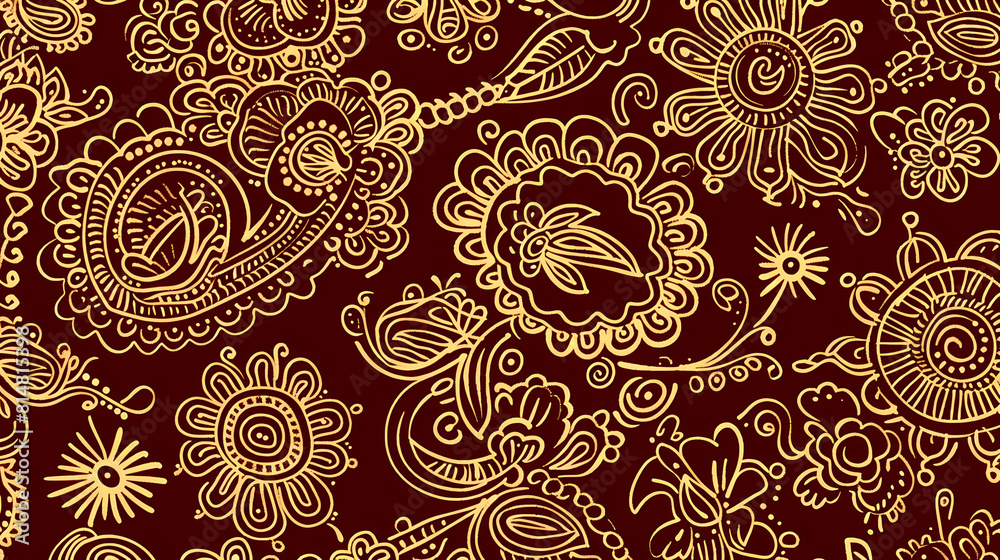 Abstract Seamless pattern with floral element henna style vector image