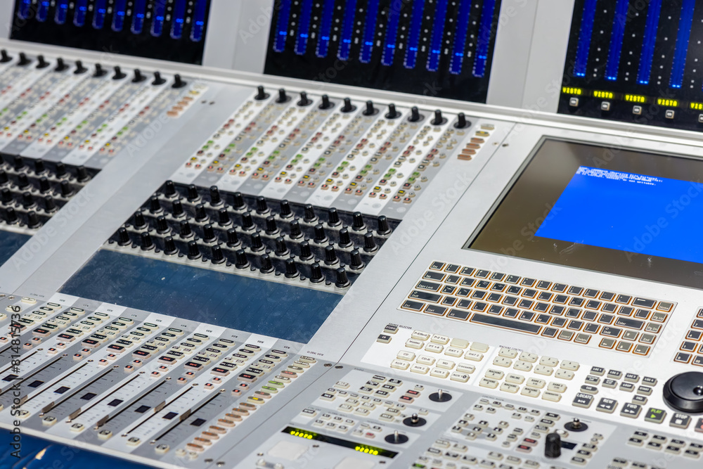TV station audio mixer control panel TV station audio mixer control panel