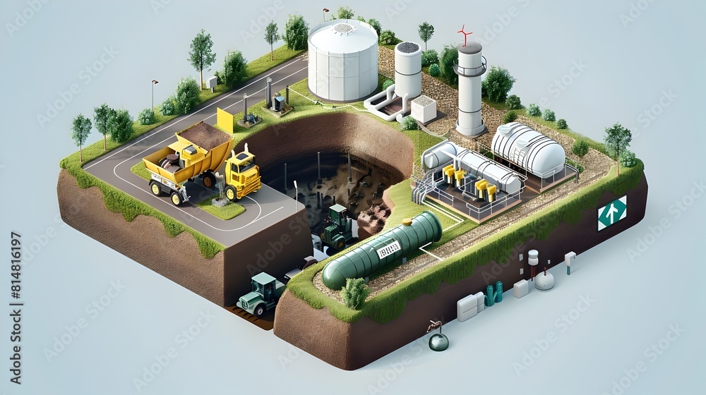 Diagram Illustrating the Process of Converting Organic Waste into ...