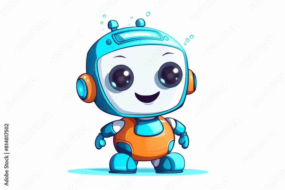 Cute happy robot face avatar. Chat bot icon in simple modern flat style. Cute happy robot face avatar. Chat bot icon in simple modern flat style.