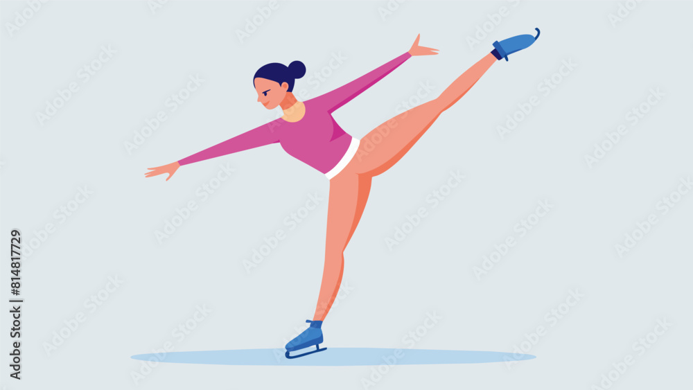 As they spin the skater extends their leg in a graceful arabesque adding an extra level of elegance to their performance.. Vector illustration