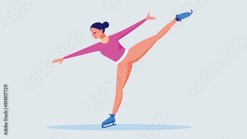 As they spin the skater extends their leg in a graceful arabesque adding an extra level of elegance to their performance.. Vector illustration