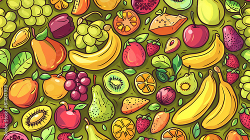 Cartoon doodles fruits seamless pattern vector image