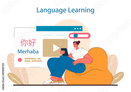 Multilingual Mastery concept. Engaging with diverse languages through digital platforms.