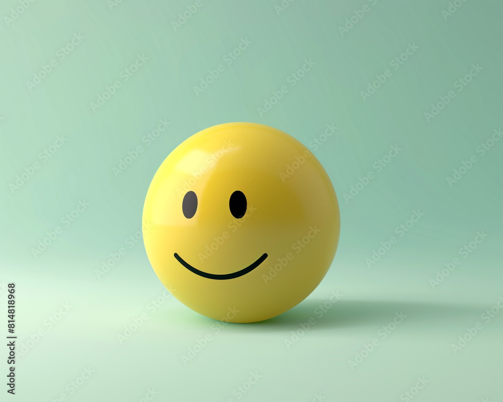 A minimalist 3D of a single yellow optimistic emoji on a solid light green background. A minimalist 3D of a single yellow optimistic emoji on a solid light green background.