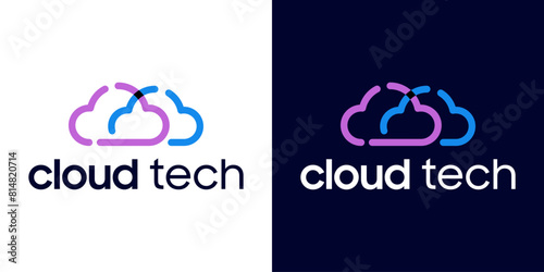 technology cloud logo design inspiration with overlapping lines