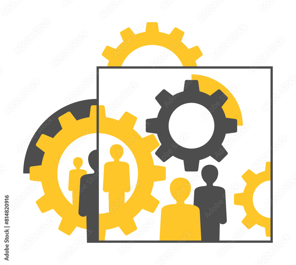 HR management decoration - People and gears HR management decoration - People and gears