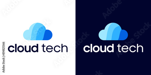 technology cloud logo design inspiration with a overlapping colors