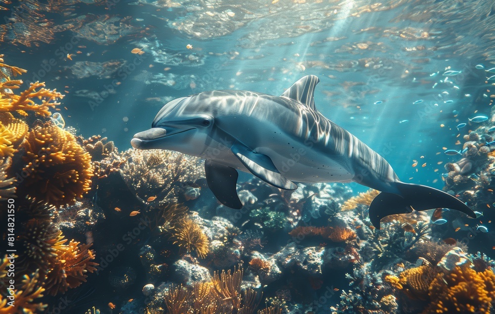 Fototapeta premium Coral Reef Dolphin Adventure