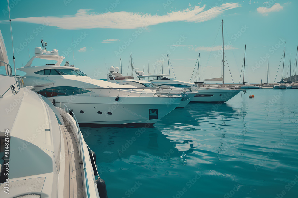 Picturesque small bay with beautiful moored yachts Picturesque small bay with beautiful moored yachts