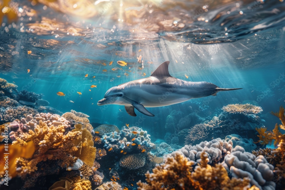 Fototapeta premium Coral Reef Dolphin Adventure
