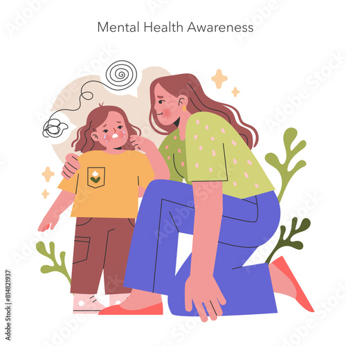 Mental Health Awareness illustration. Vector illustration.