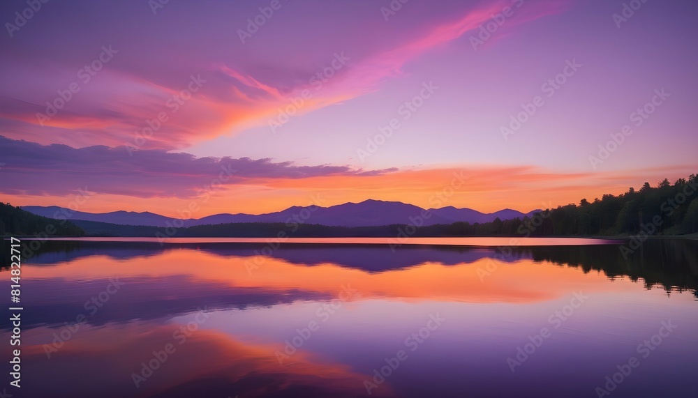 A vibrant sunset reflected in the calm waters of a upscaled_16