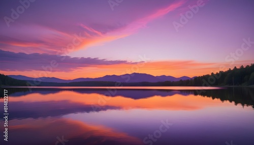 A vibrant sunset reflected in the calm waters of a upscaled_16