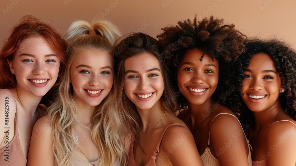 Young women friends together for self care, diversity, Skin, aesthetic, dermatology and support, Beauty.