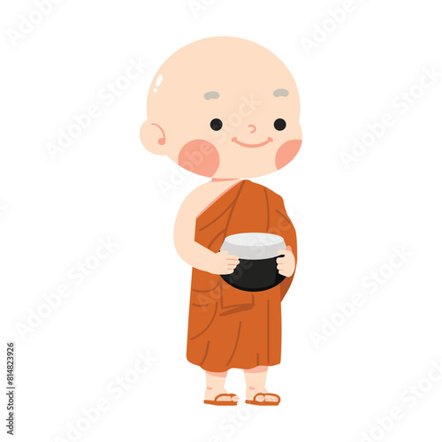 buddhist Novice monk  cartoon vector © focus_bell