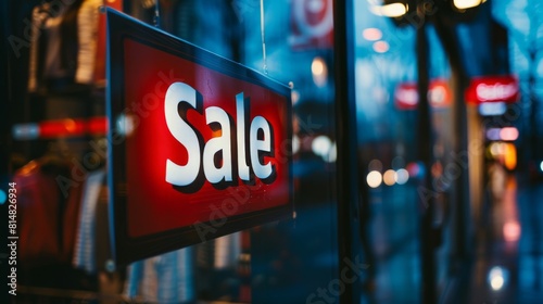 The stores storefront was adorned with a bright Sale sign drawing in eager shoppers, Generated by AI