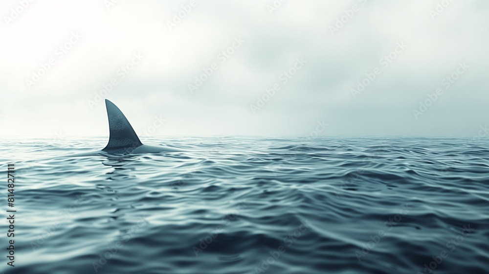 Naklejka premium Shark fin on ocean surface , sea life concept.