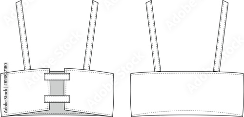 shoulder straps strapped strappy low-cut square neck loose oversize crop cropped blouse shirt top template technical drawing flat sketch cad mockup fashion woman design style model
