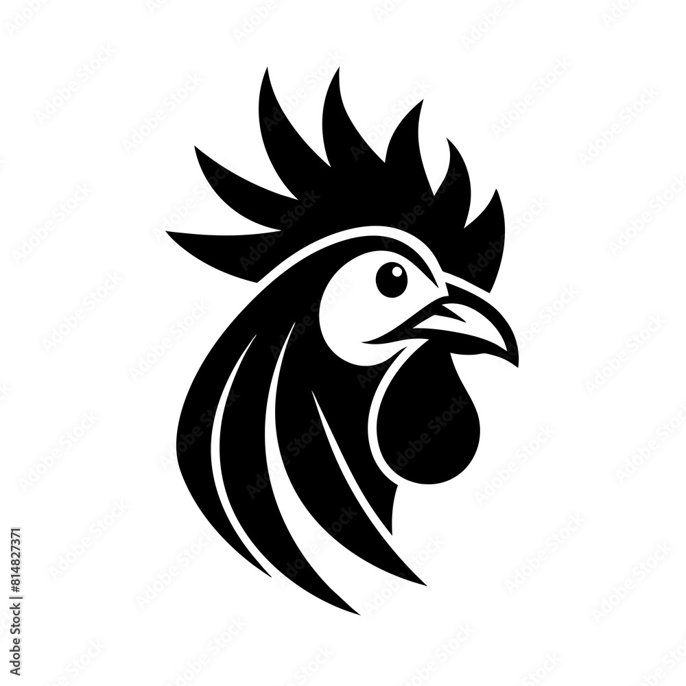 Fototapeta premium Rooster head icon logo vector illustration. 