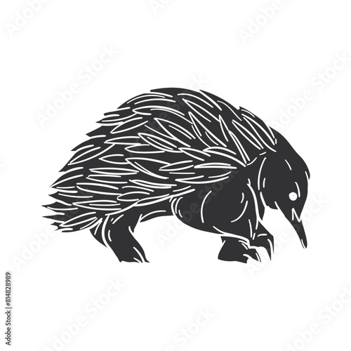 Short Beaked Echidna Icon Silhouette Illustration. Animals Vector Graphic Pictogram Symbol Clip Art. Doodle Sketch Black Sign.