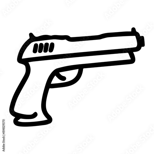 gun, weapon doodle icon, vector illustration, isolated on white