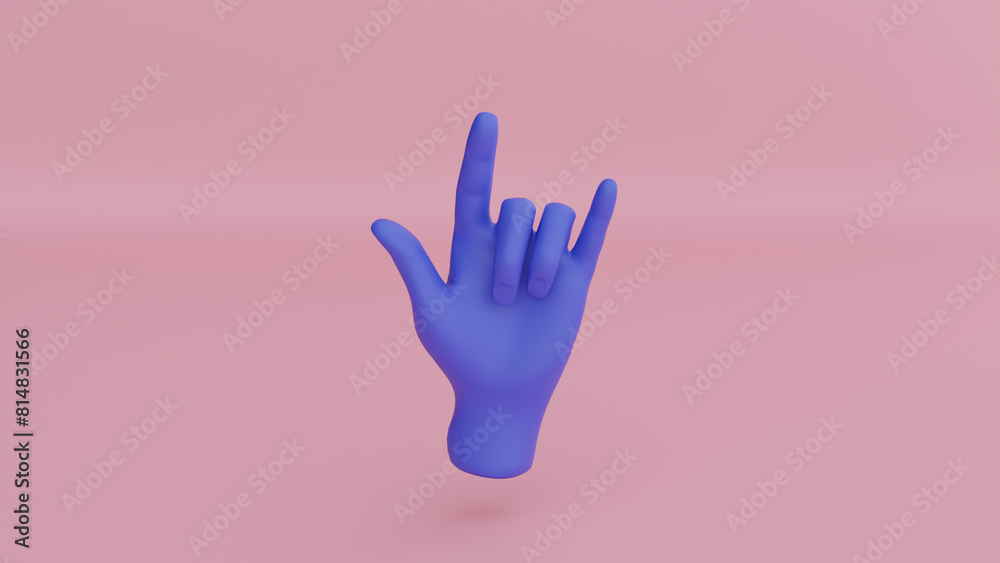 a blue glove is on a pink surface a blue glove is on a pink surface