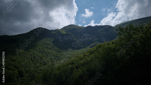 Scorcio dalla strada per Fonte Avellana nelle Marche in montagna photo