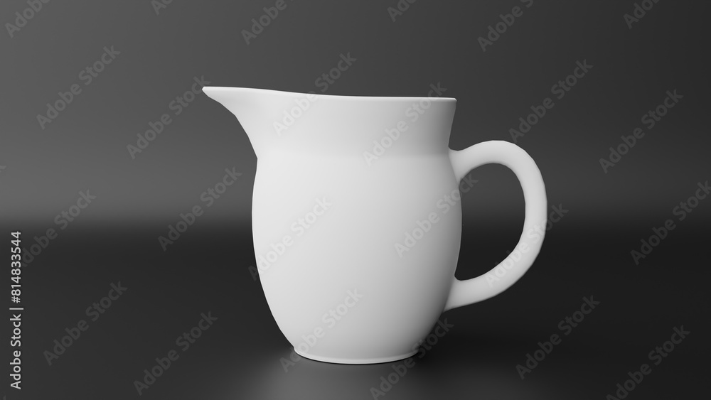a white pitcher sitting on top of a table a white pitcher sitting on top of a table