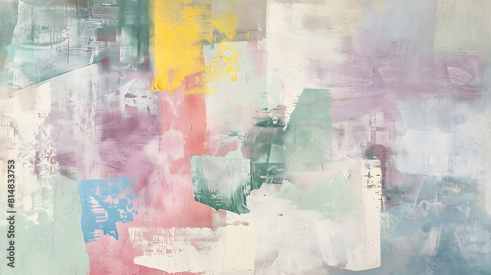 abstract composition with pastel colors featuring a white wall as the main focus