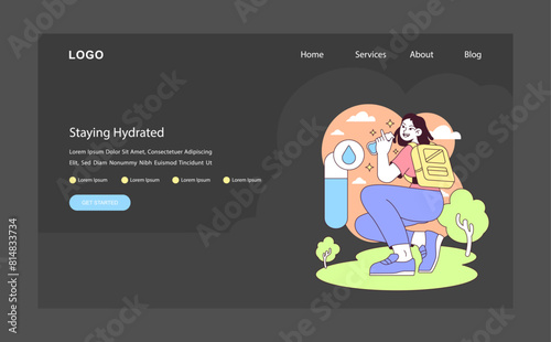 Hydration focus concept. Flat vector illustration.