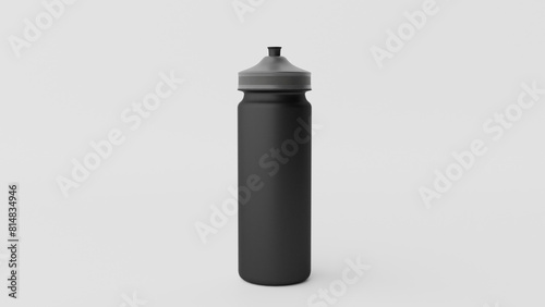 a black water bottle with a black lid