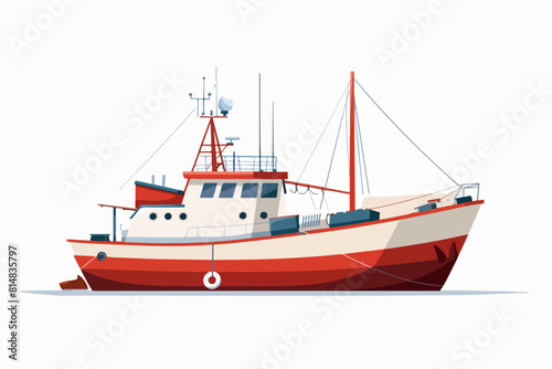 Fishing boat illustration. Fishing trawler. Ship.