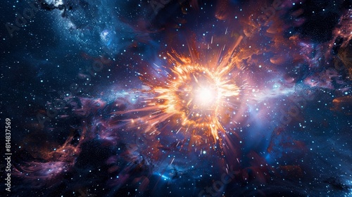 Celestial phenomenon of supernova explosion with rippling shockwaves photo
