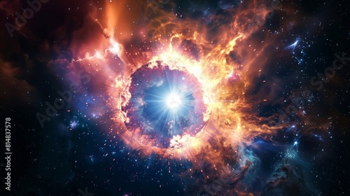 Rippling shockwaves from celestial supernova explosion photo