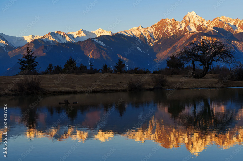 Golden Hour Reflections in the Mountains
