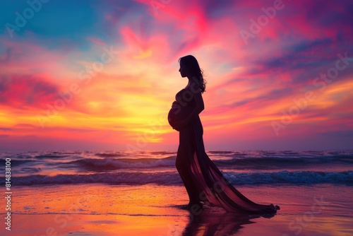 Expecting Mother: Beachside Sunset Bliss