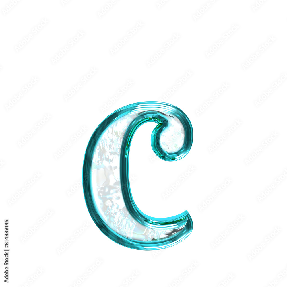 Fototapeta premium Ice symbol in a turquoise frame. letter c