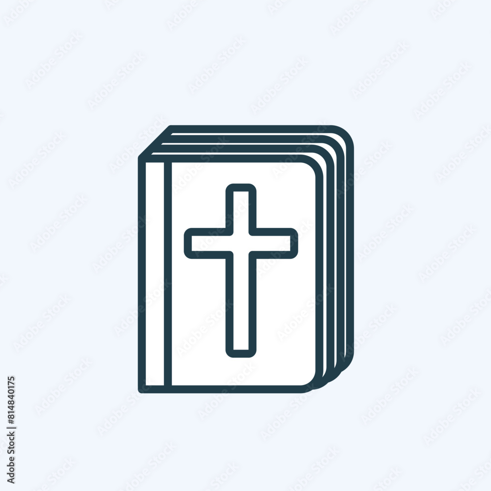 The Bible paper book with a cross on cover. Simple outline icon for mobile app, bookstore website, logo, label element. Holy book. Religion and culture concept. Isolated vector illustration The Bible paper book with a cross on cover. Simple outline icon for mobile app, bookstore website, logo, label element. Holy book. Religion and culture concept. Isolated vector illustration
