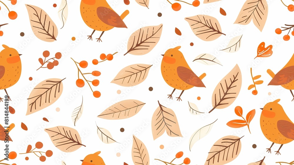 spring birds with flower and tree refreshing positive feeling, seamless pattern nursery design cartoon style illustration with grungy texture, Generative Ai spring birds with flower and tree refreshing positive feeling, seamless pattern nursery design cartoon style illustration with grungy texture, Generative Ai
