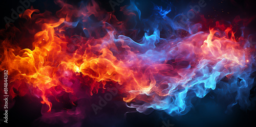 Flame. Abstract flame, black background.