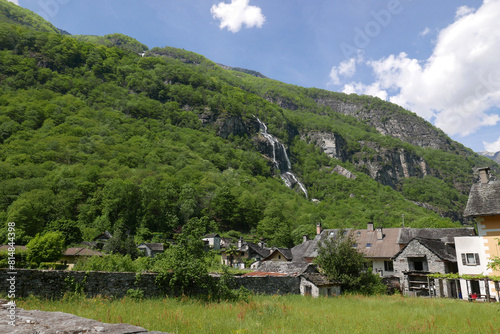 Cranzunasc waterfall in The Bavona Swiss Alpine Valley