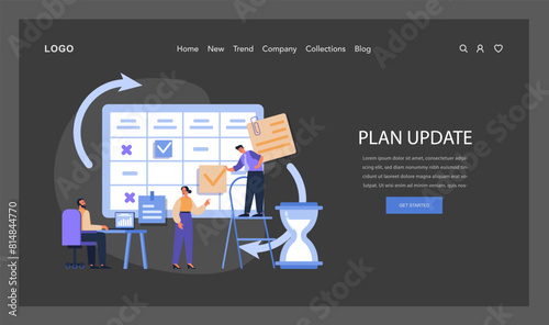 Team collaboratively updating a monthly schedule, with focus on task prioritization and tracking progress