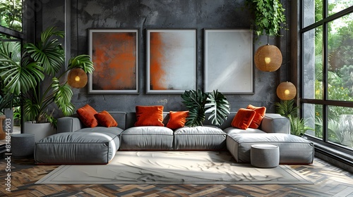 ISO A Paper Size Living Room Wall Art A Modern D Frame Mockup © prasong.